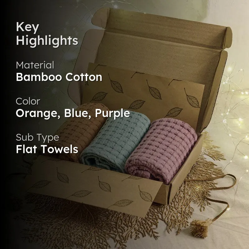 Candy Shimmer Towel Gifting Set (Orange, Blue & Purple) - Set Of Three media 2