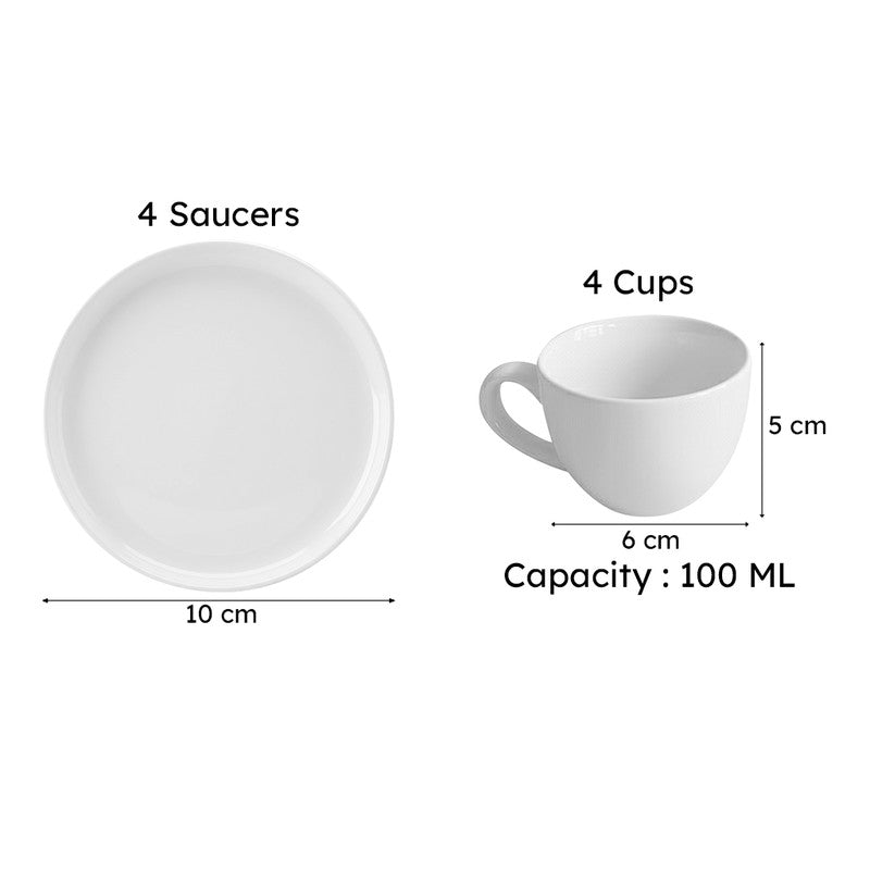 Blush & Brew Ceramic Cup & Saucer (Grey/100 mL Each) - Set of Four media 8