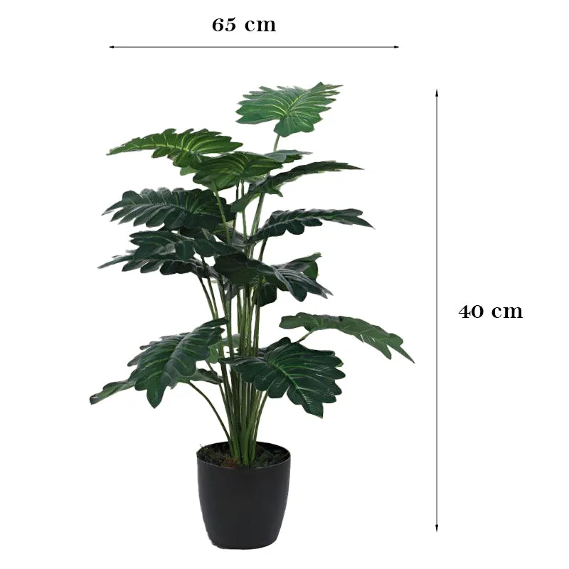 Faux Mini Philodendron Silk Artificial Plant With Black Plastic Pot - 2.13 ft media 7
