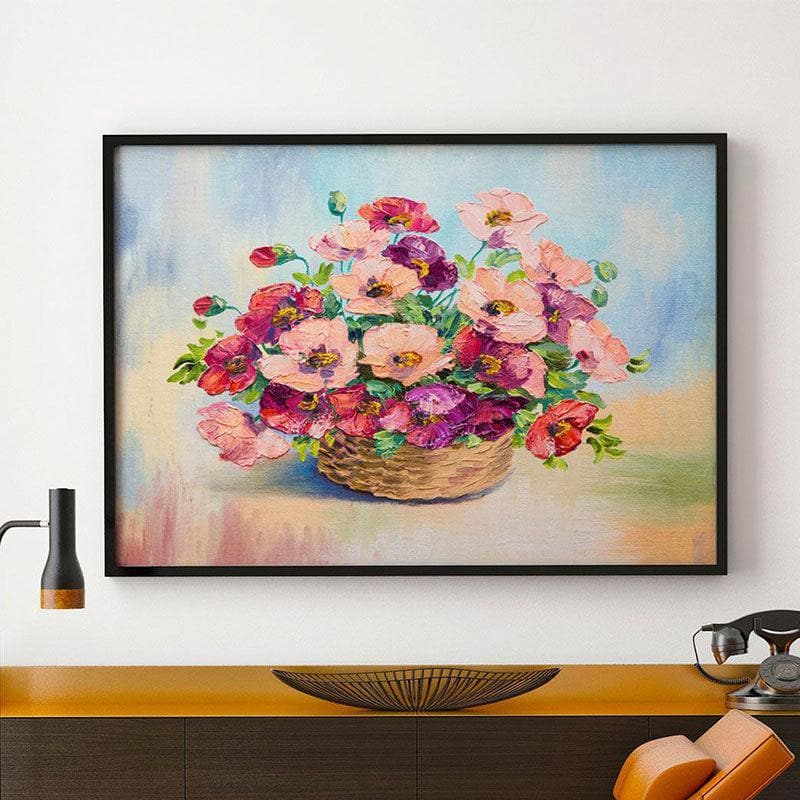 Bouquet of Poppies Canvas Wall Painting - Black Frame