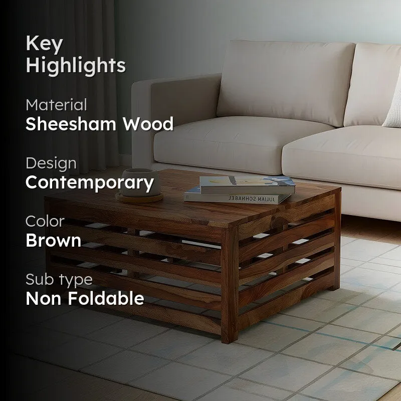 Qervon Sheesham Wooden Center Table - Brown media 2