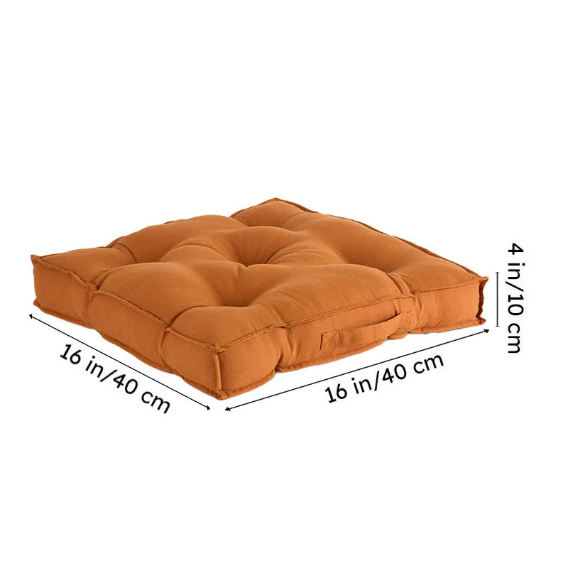 Cushflow Solid Cotton Floor Cushion (Brown) - Set Of Two media 7