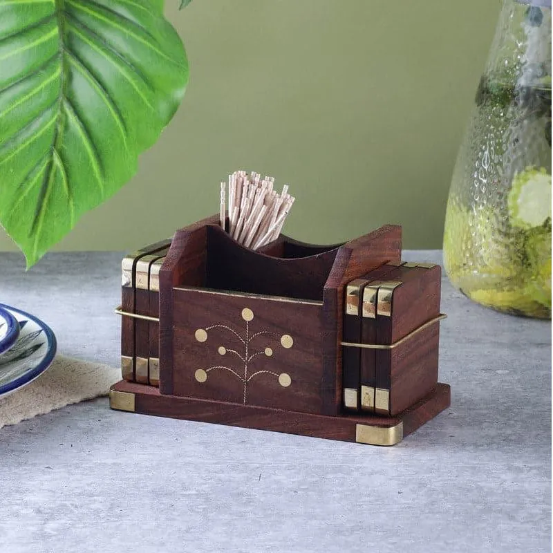 Prida Wooden Coaster - Seven Piece Set media 3