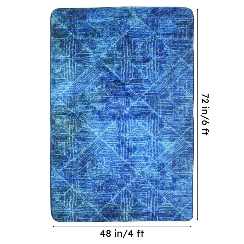 Prynos Abstract Micro Fiber Area Rug - Blue media 7
