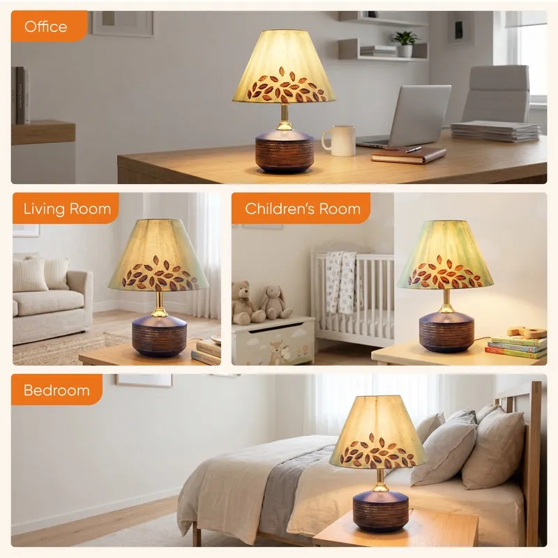 Leaves In Wind Wooden & Terracotta Table Lamp - Multicolor - 13