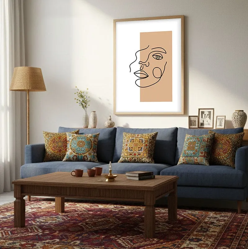 Bold Contours Canvas Wall Painting With Brown Frame media 5