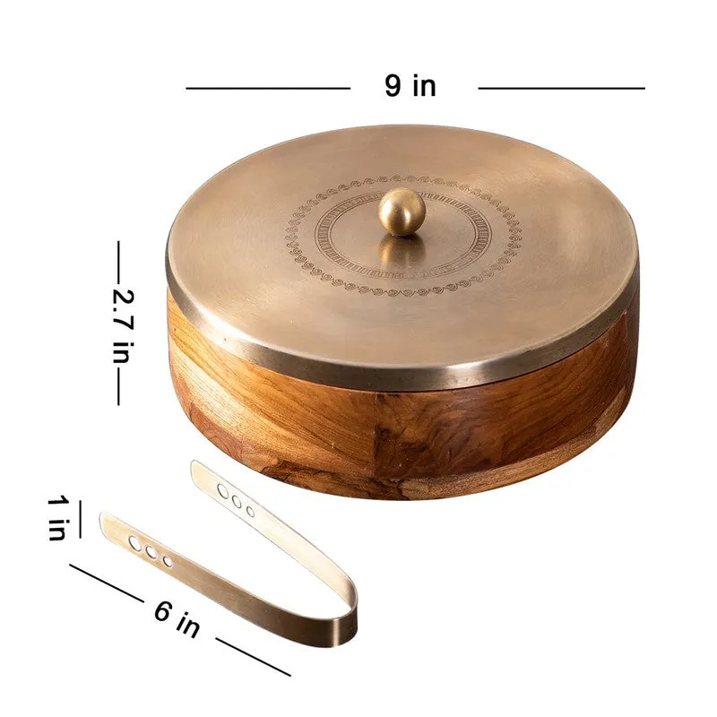 Zaestia Mango Wood Round Masala Box - Three Piece Set media 9