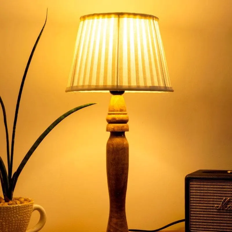 Classy With Twist Pillar Fabric Table Lamp - White,Brown media 1