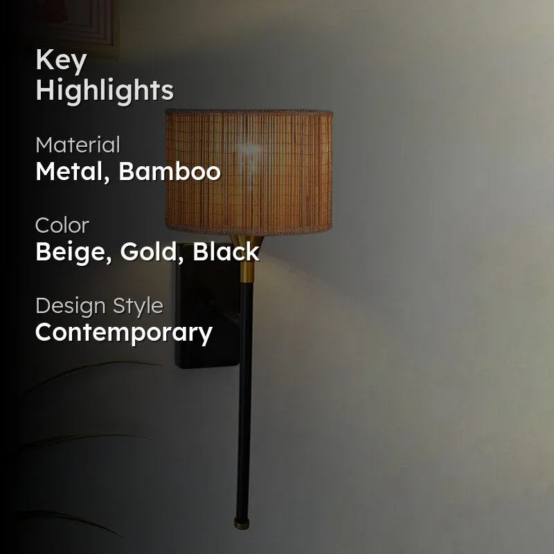 Elvina Bamboo & Metal Wall Lamp media 2
