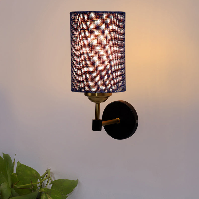 Sienna Sleek Jute Wall Lamp - Blue