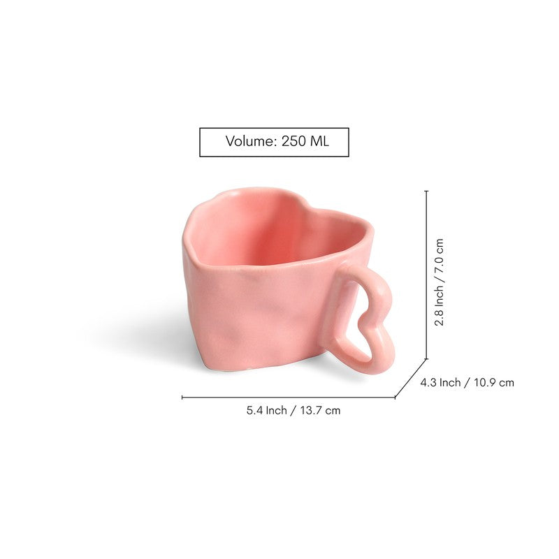 Heart Ceramic Coffee Mug (250 mL Each) - Set Of Four media 7