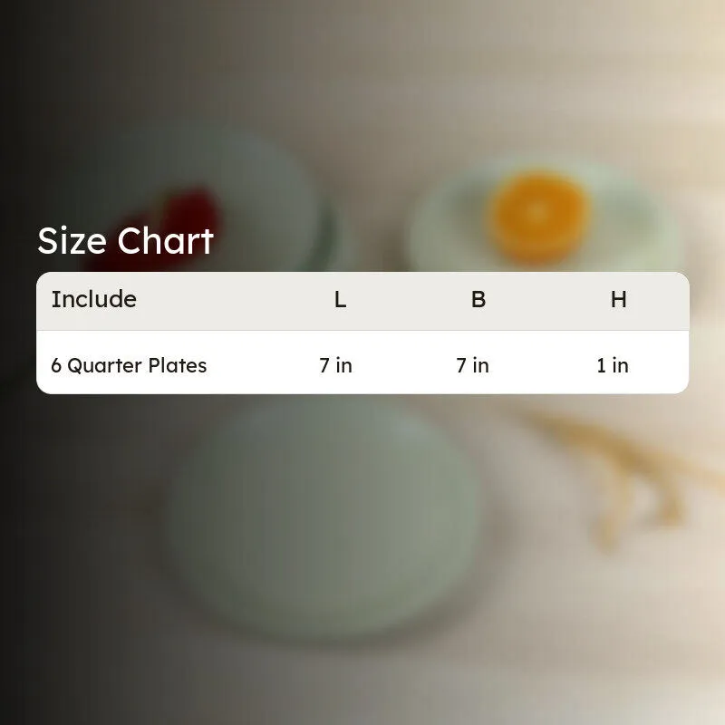 Size chart graphic for the quarter plate set