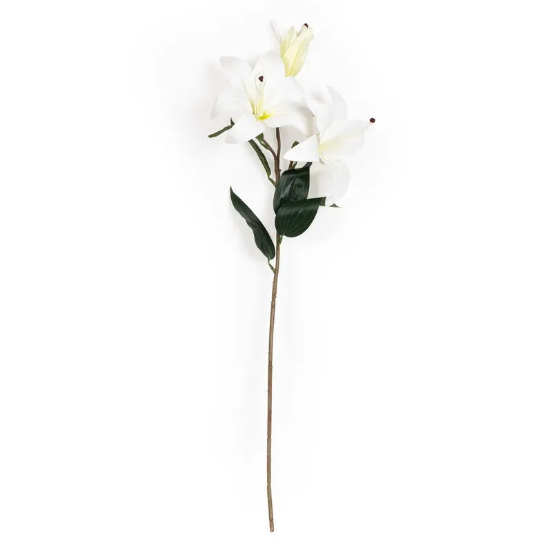 Graceful Artificial Lily Flower Stick - White media 4
