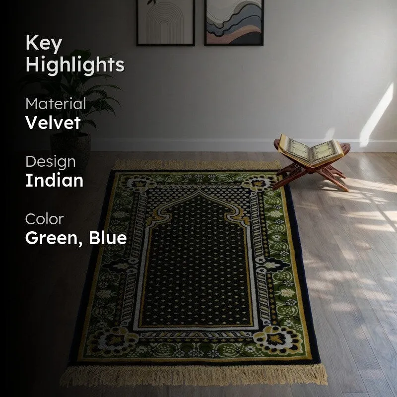 Sajdelle Velvet prayer Mat - Green,Blue media 2