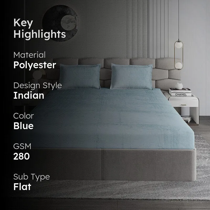 Monte Carlo Color Drift Bedsheet (Sky Blue) - 280 GSM media 2