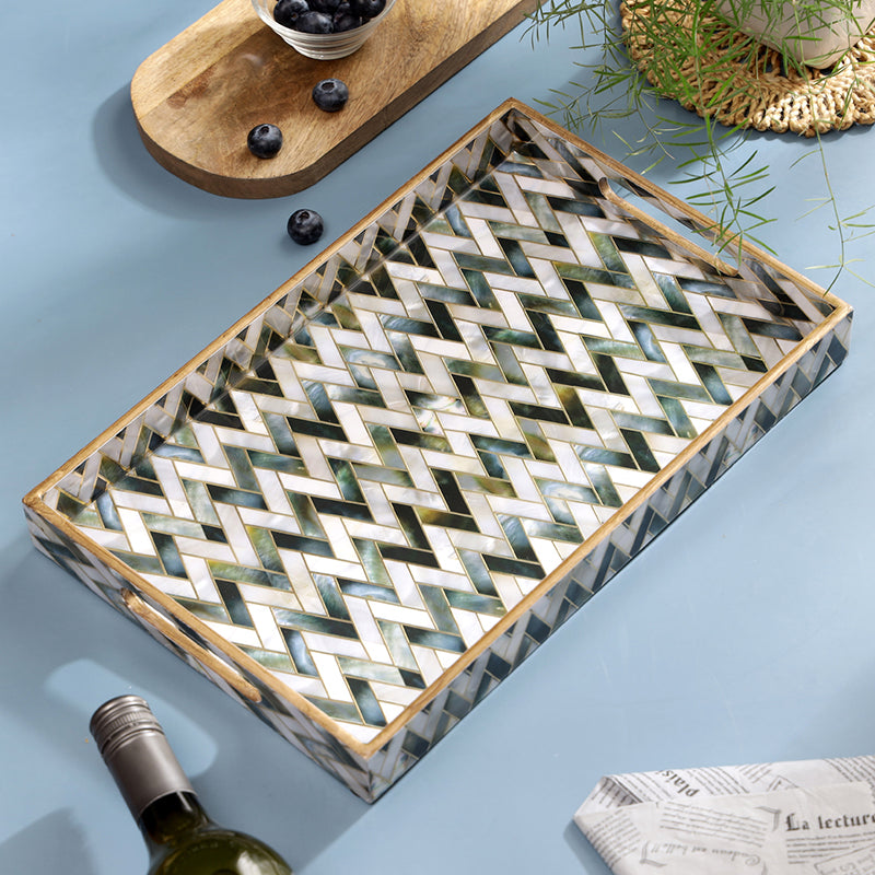 Stria Noir Enamel Coated Serving Tray