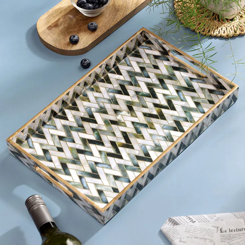 Stria Noir Enamel Coated Serving Tray media 1