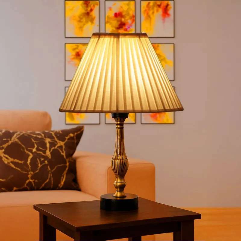 Aurelo Ziro Wooden Table Lamp - OffWhite media 3