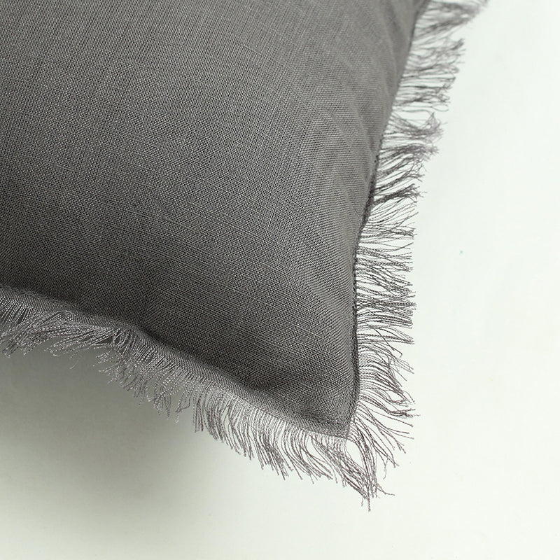 Elegant Edge Solid Cotton Cushion Cover (Grey) - Set Of Two media 4