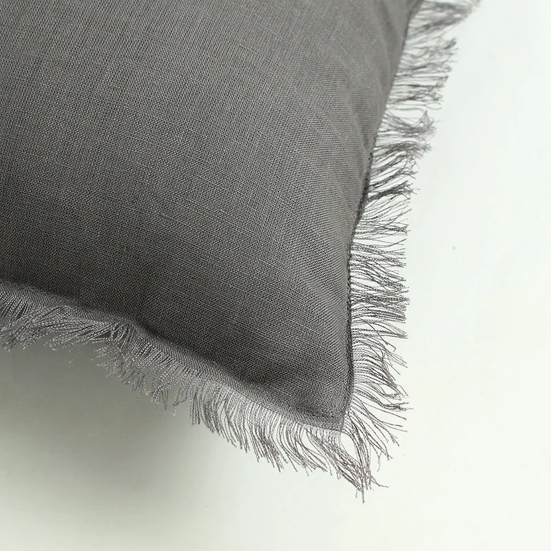Elegant Edge Solid Cotton Cushion Cover (Grey) - Set Of Two media 4