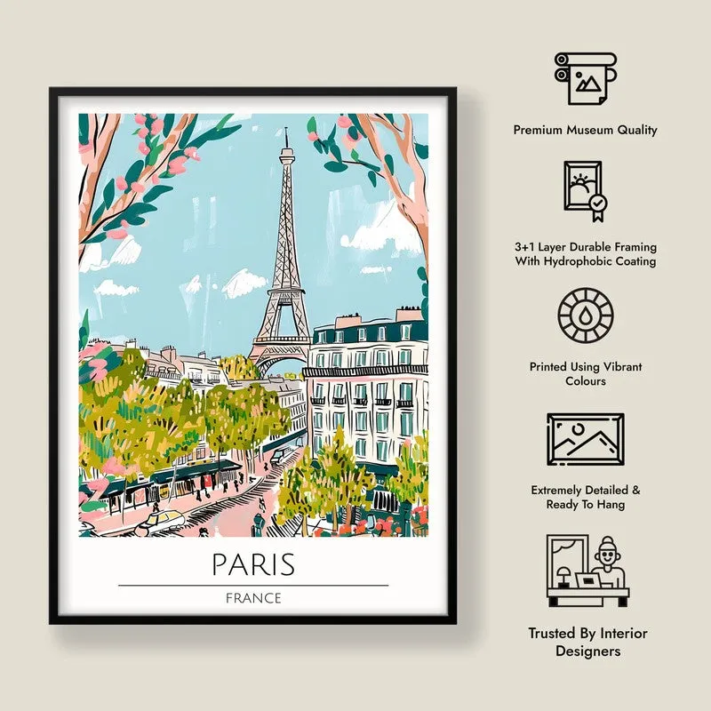 Vintage Paris Framed Canvas Wall Painting media 8