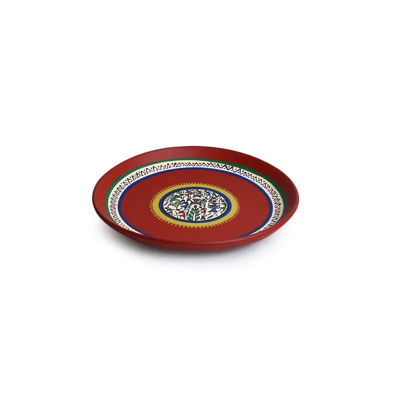 Naara Handpainted Wall Plate (Red) - Set Of Two media 4