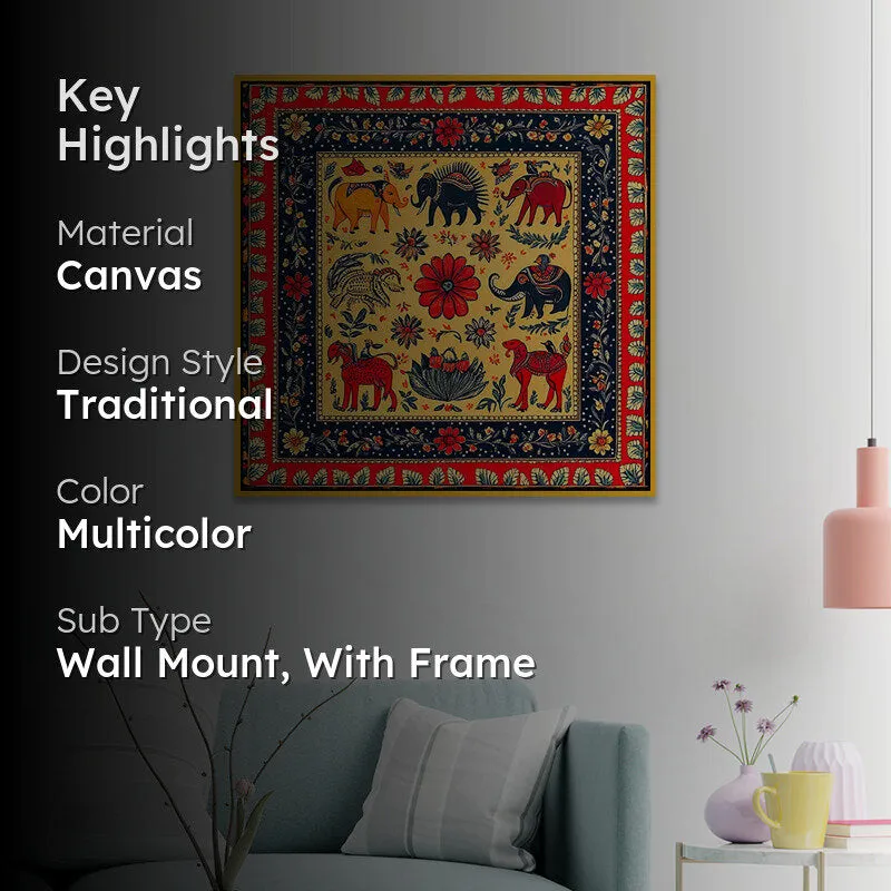 Haathi Parade Canvas Wall Art With Frame media 2
