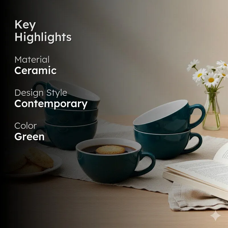 Home Ceramic Tea Cup (240 mL Each) - Set Of Six media 2