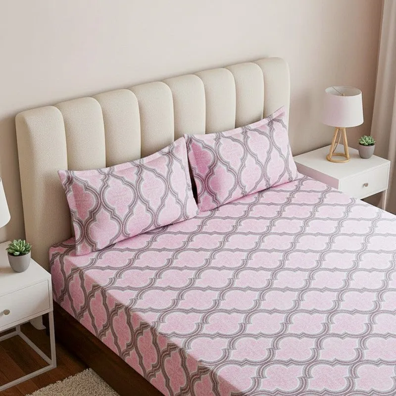 Haveli Ethnic Cotton Bedsheet (Pink) - 200 TC media 3