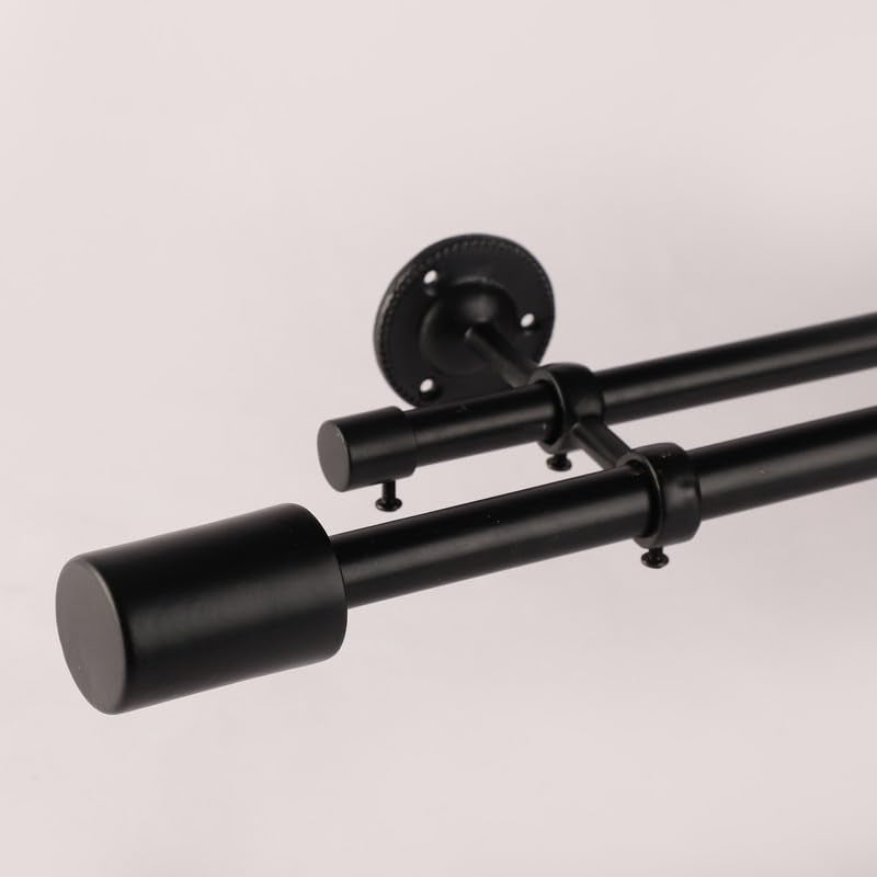 Sleekera Duo Extendable 1" Double Curtain Rod With Abstract Finial & Brackets (Black) media 3