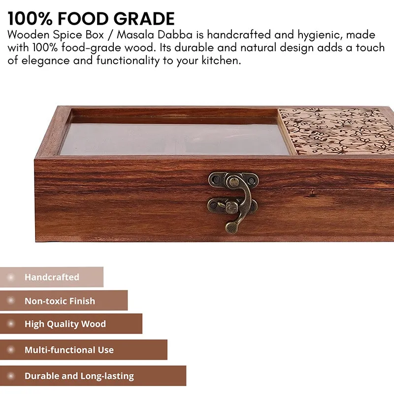 Ambar Sheesham Wood Masala Box - Eight Piece Set media 7