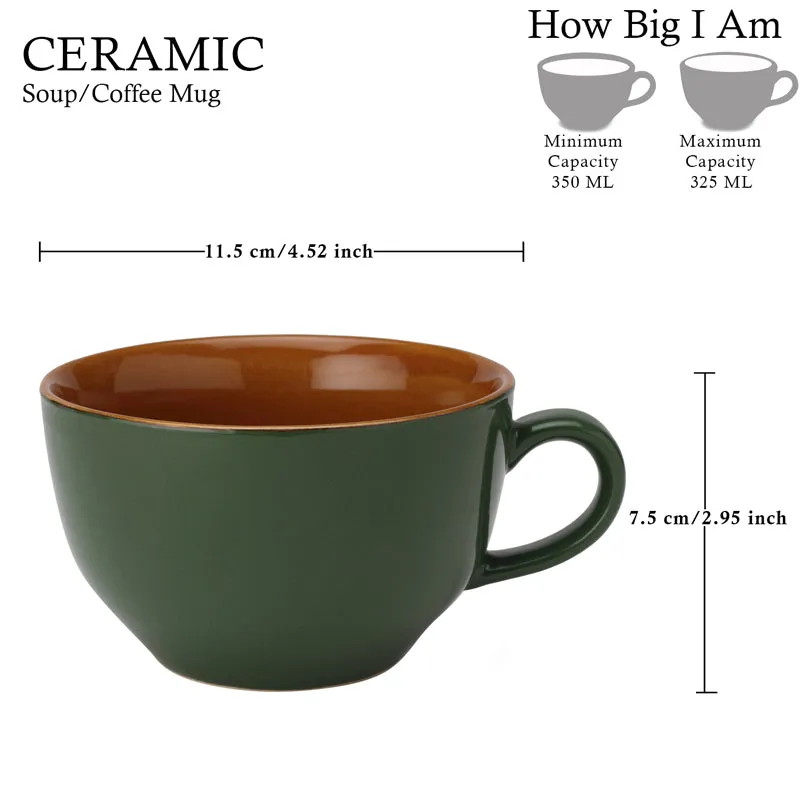 Ruby Ceramic Coffee Mug (350 mL Each/Green) - Set of Two media 5