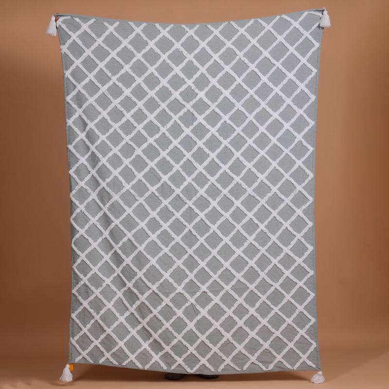 Grid Tuft Cotton Throw media 5
