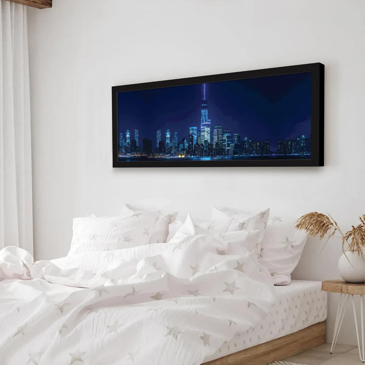Noctra Night City Skyline Wall Painting With Frame media 4