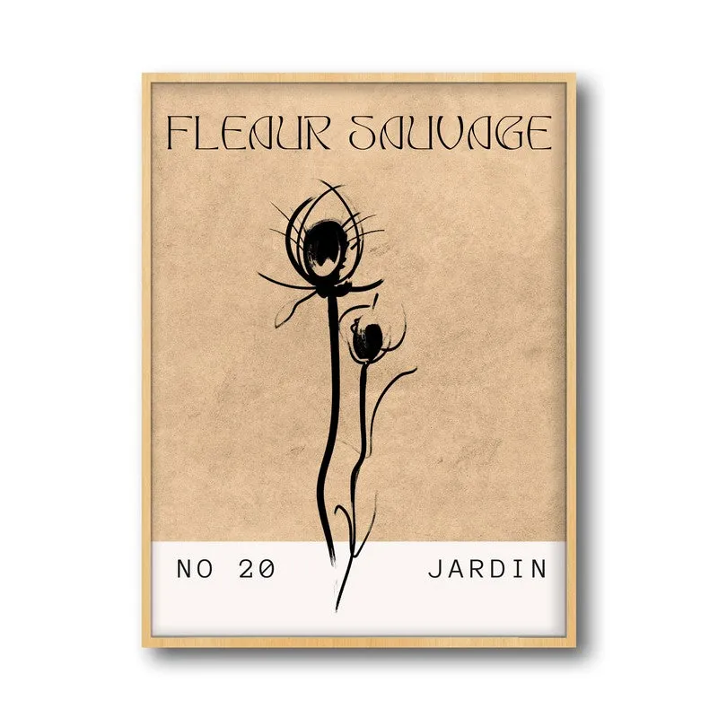 Raw Flora Canvas Wall Painting With Brown Frame media 3