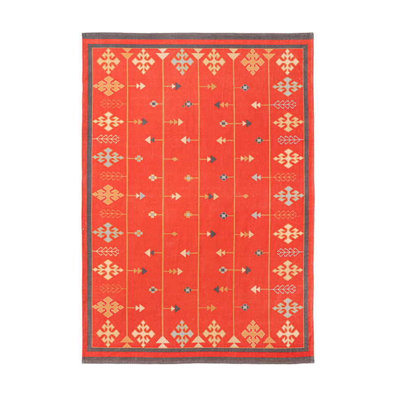 Luvira Cotton Cotton Door Mats - Red & White