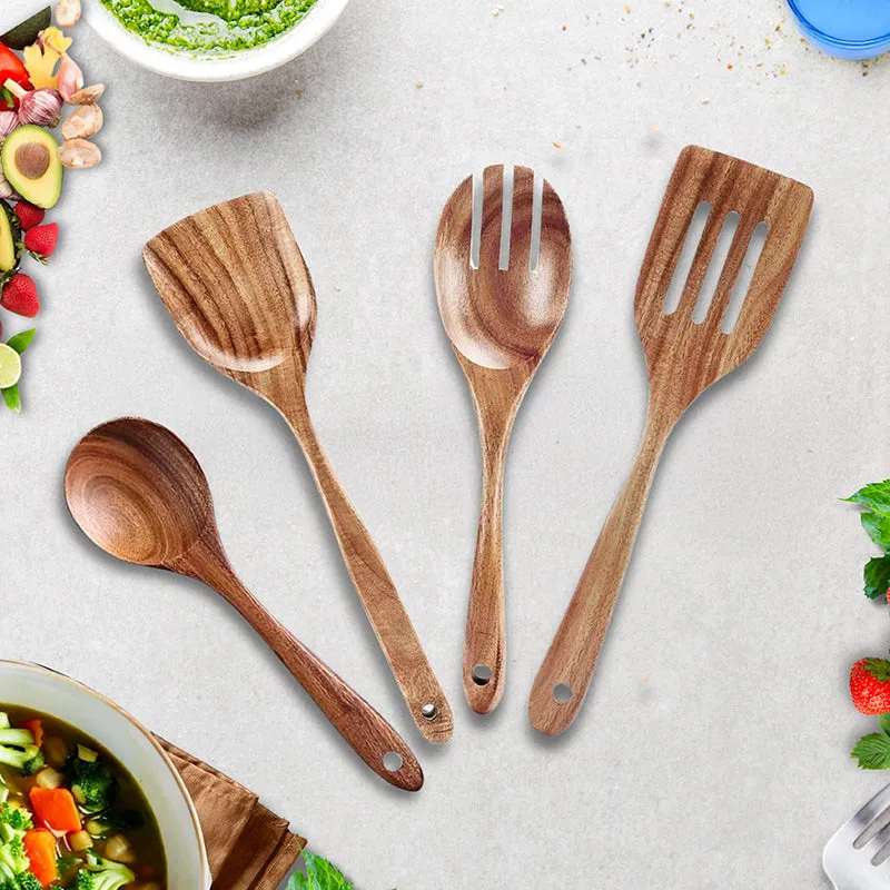 Naturva Sheesham Wood Serving Spoon - Four Piece Set media 1