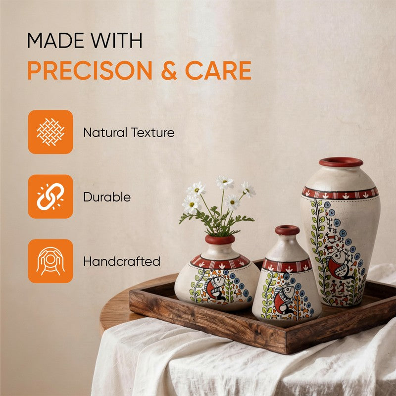 Ourania Tribal Terracotta Vase - Set Of Three media 7