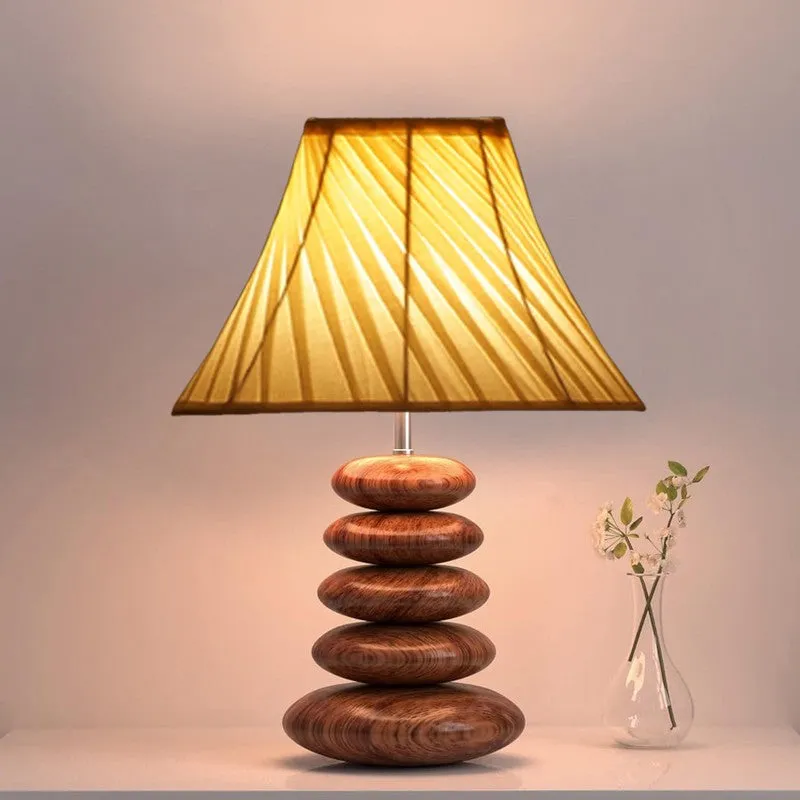 Glymora Cotton Table Lamp With Wooden Base - White media 6