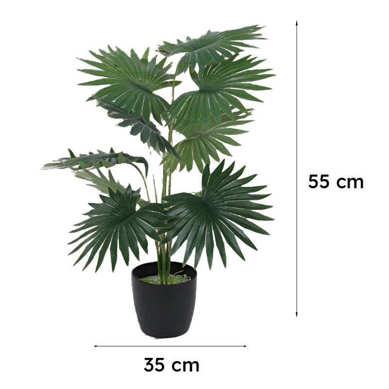 Faux Mini Artificial Tropical Palm Plant With Black Plastic Pot - 55 cms media 5