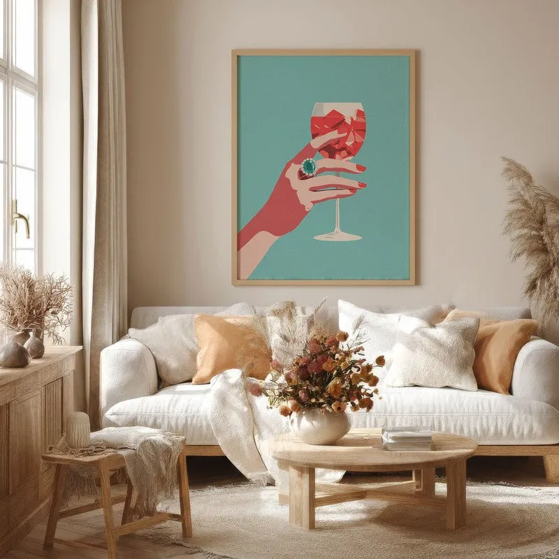 Emerald Ring Canvas Wall Painting - Brown Frame media 4