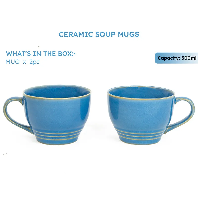 Gradient Brew Ceramic Coffee Mug (Light Blue/500 mL Each) - Set Of Two media 3
