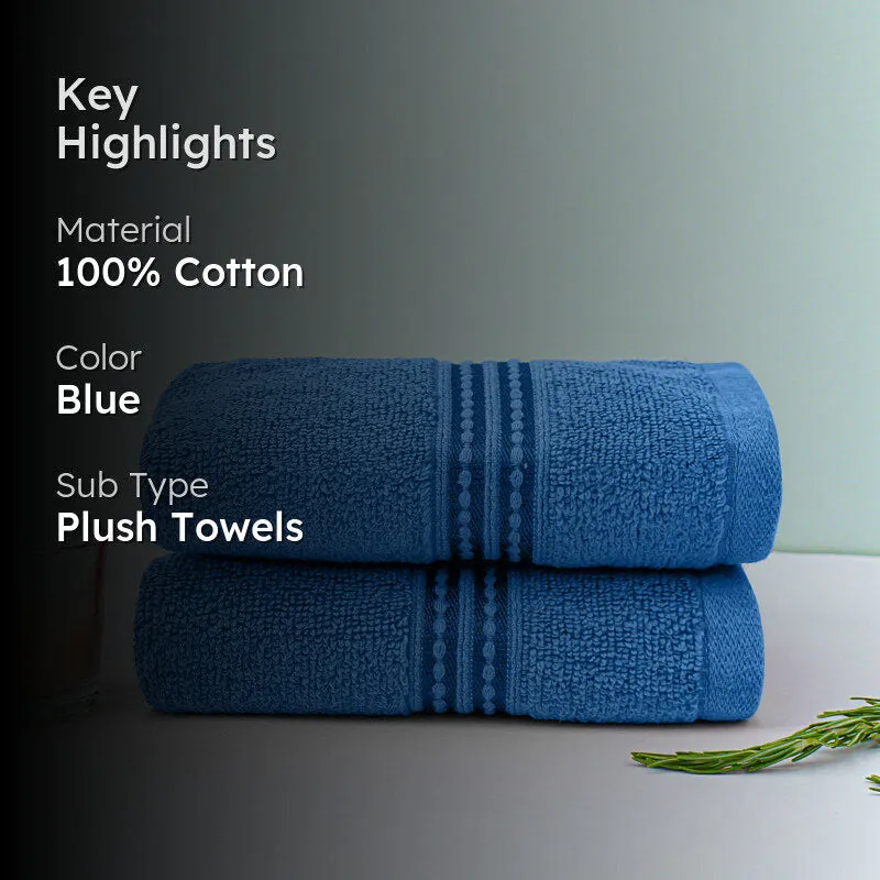 Micro Cotton LuxeDry Solid Hand Towel (Blue) - Set Of Two media 2