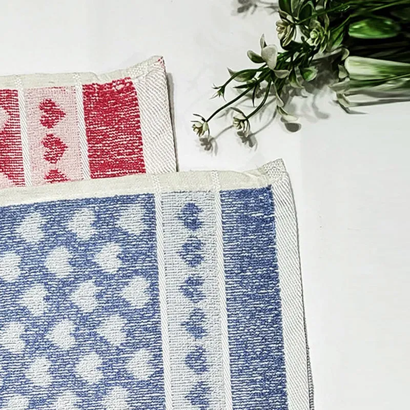 Love Lace Cotton Hand Towel (Pink & Blue) - Set Of Two media 2