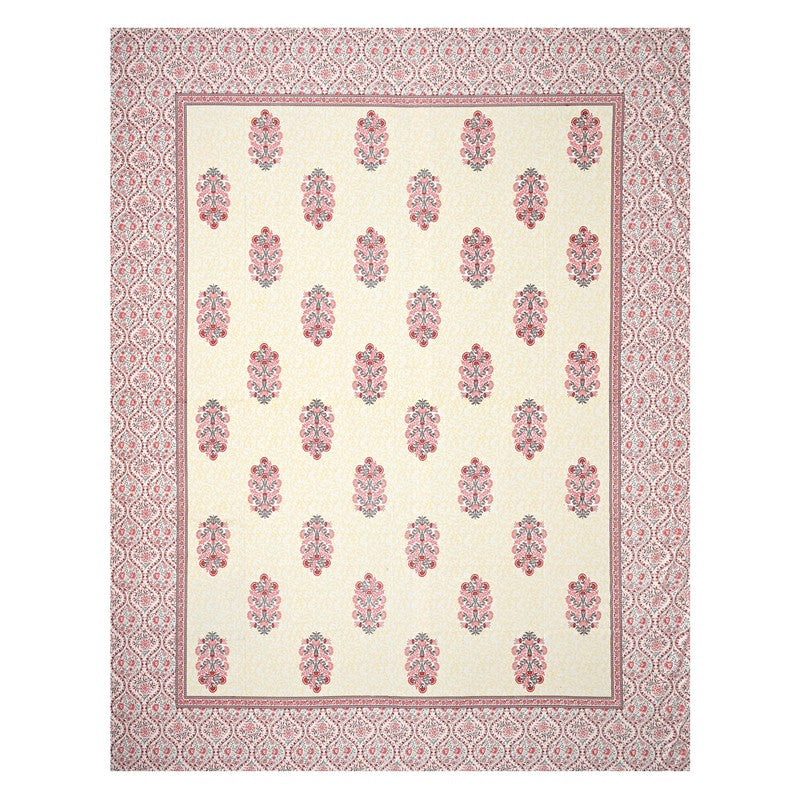 Clothiq Ethnic Cotton Bedsheet (Pink) - 240 TC media 5
