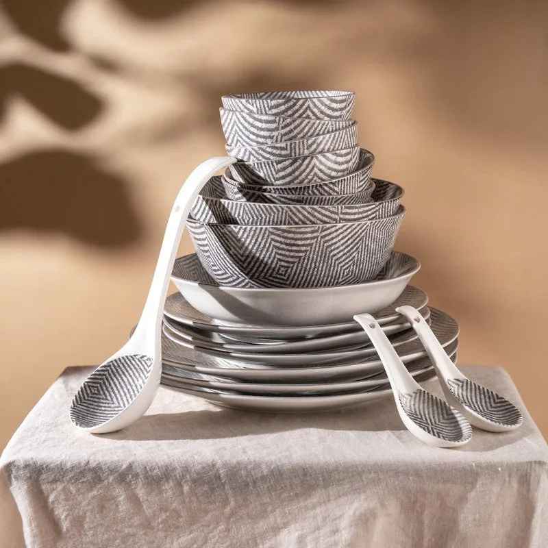 DineCrest Porcelain Dinner Set (Grey) - 35 Piece Set media 4