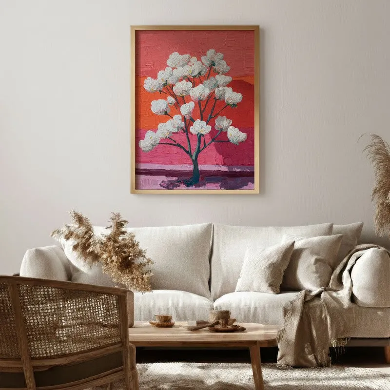 Pixelated Flora Canvas Wall Painting - Brown Frame media 1