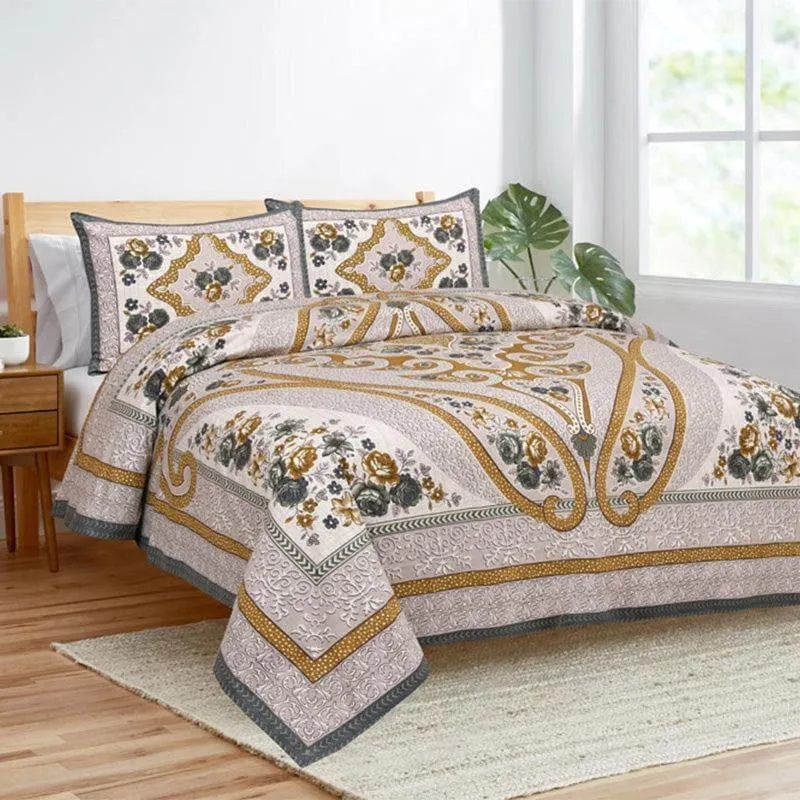 Simayaa Printed Cotton Bedsheet (Brown) - 160 TC media 1
