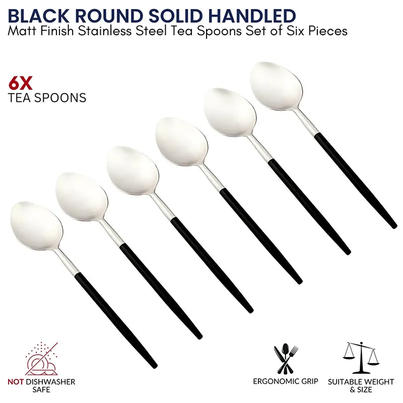 Stirling Stainless Steel Spoon Set (Silver & Black) - Set Of Six media 4