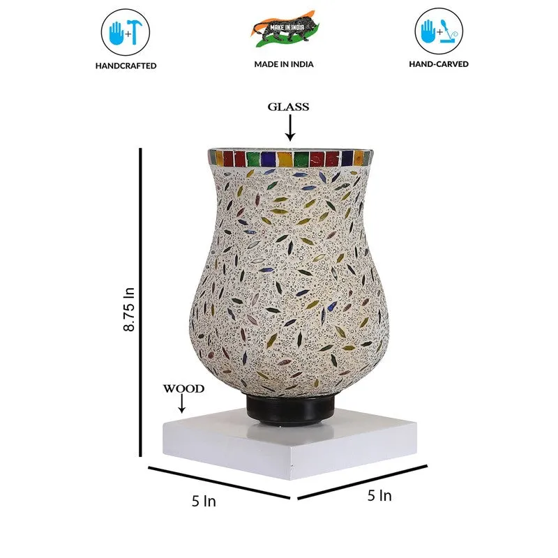 Aurinia Mosaic Glass Table Lamp With Wooden Base - Multicolor media 9
